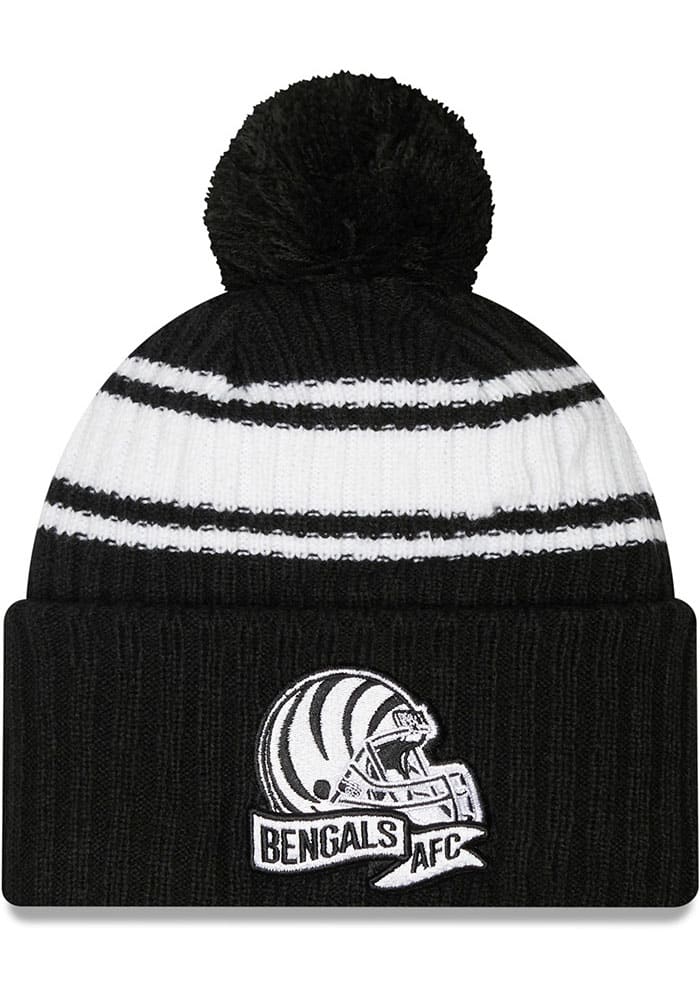 Men's New Era Black/Orange Cincinnati Bengals 2021 NFL Sideline Sport  Official Pom Cuffed Knit Hat