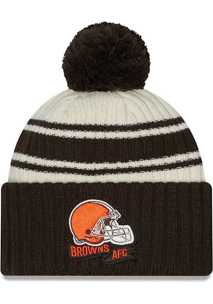 New Era Youth Cleveland Browns 2021 Sideline Sport Pom Cuffed Knit