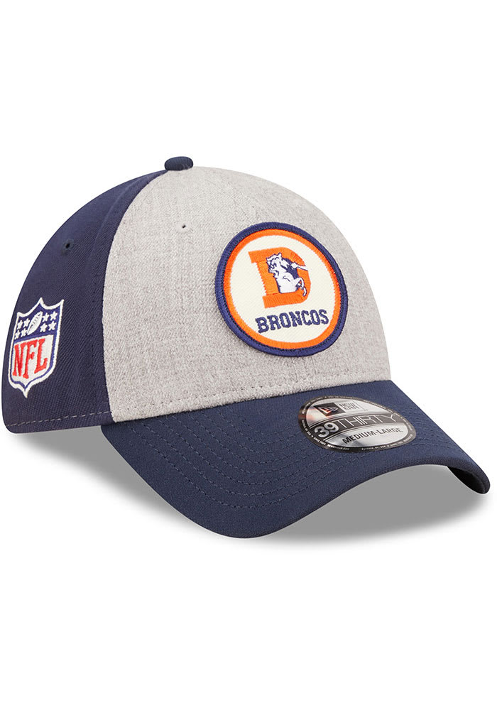 New Era Denver Broncos Mens Grey Retro 2022 Sideline 39THIRTY Flex Hat