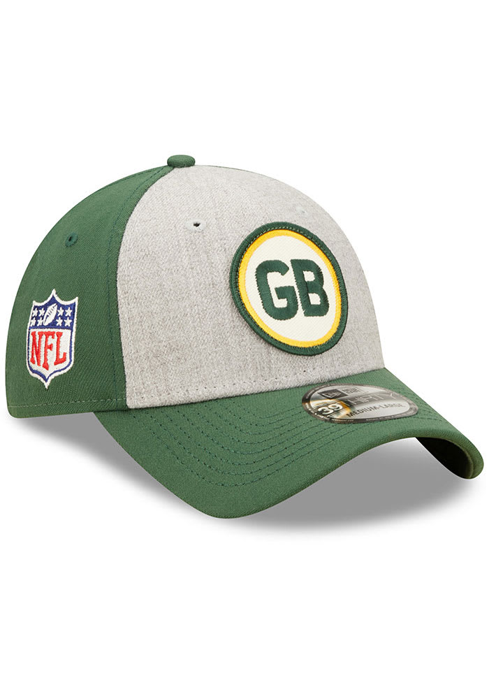 New Era Green Bay Packers Mens Grey Retro 2022 Sideline 39THIRTY Flex Hat
