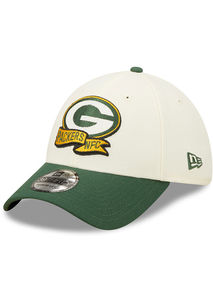 New Era Green Bay Packers Mens Ivory 2022 Sideline 39THIRTY Flex Hat