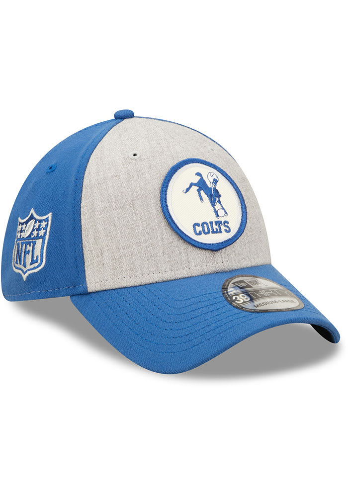 New Era Indianapolis Colts Mens Blue Retro 2022 Sideline 39THIRTY Flex Hat