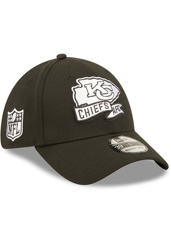 New Era Kansas City Chiefs Mens Black 2022 Sideline BW 39THIRTY Flex Hat