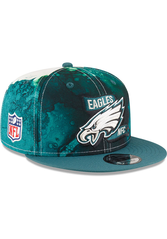New Era Philadelphia Eagles Green Ink Dye 2022 Sideline 9FIFTY Mens Snapback Hat