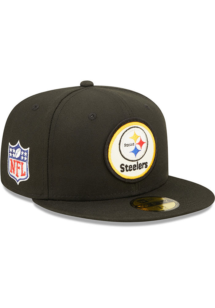 New Era Pittsburgh Steelers Mens Black Retro 2022 Sideline 59FIFTY Fitted Hat