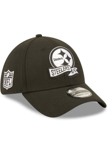 New Era Pittsburgh Steelers Mens Black 2022 Sideline BW 39THIRTY Flex Hat