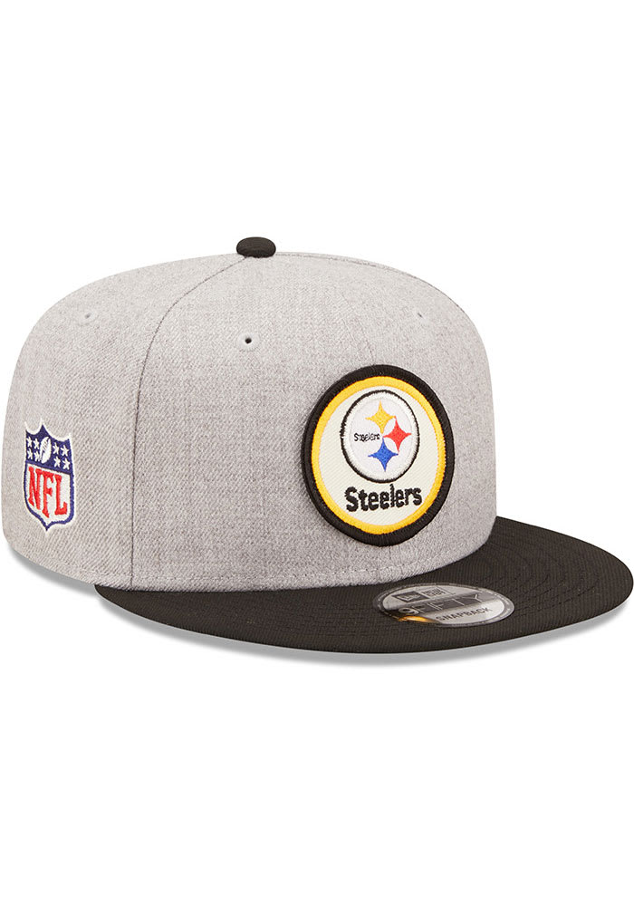 New Era Pittsburgh Steelers Grey Retro 2022 Sideline 9FIFTY Mens Snapback Hat
