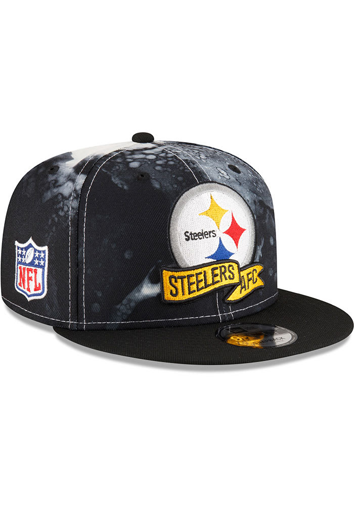 New Era Pittsburgh Steelers Black Ink Dye 2022 Sideline 9FIFTY Mens Snapback Hat