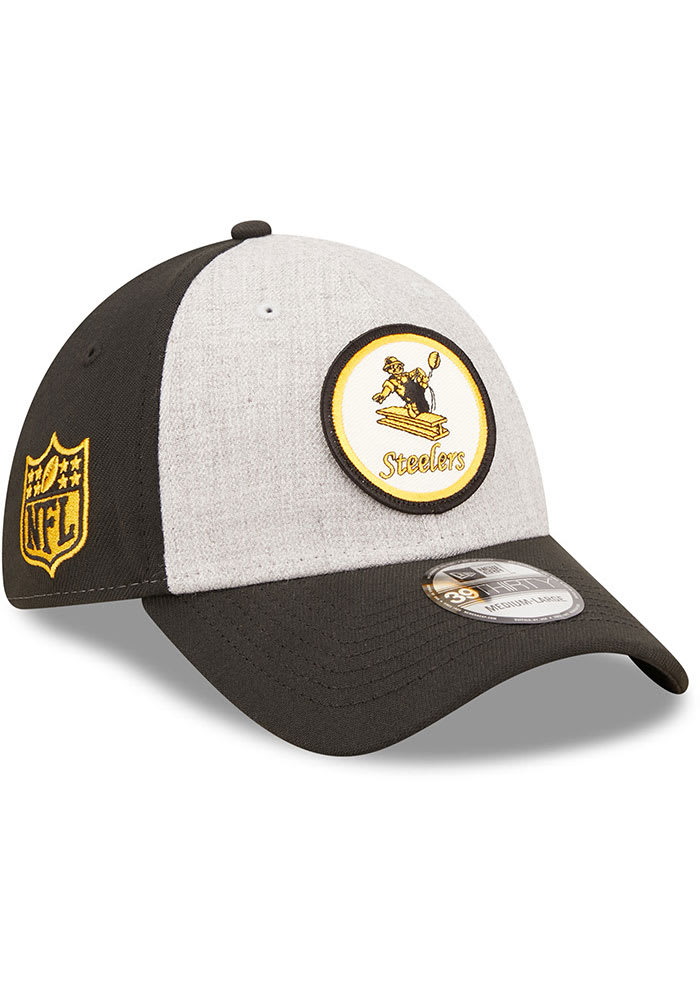 New Era Pittsburgh Steelers Mens Grey Retro 2022 Sideline 39THIRTY Flex Hat