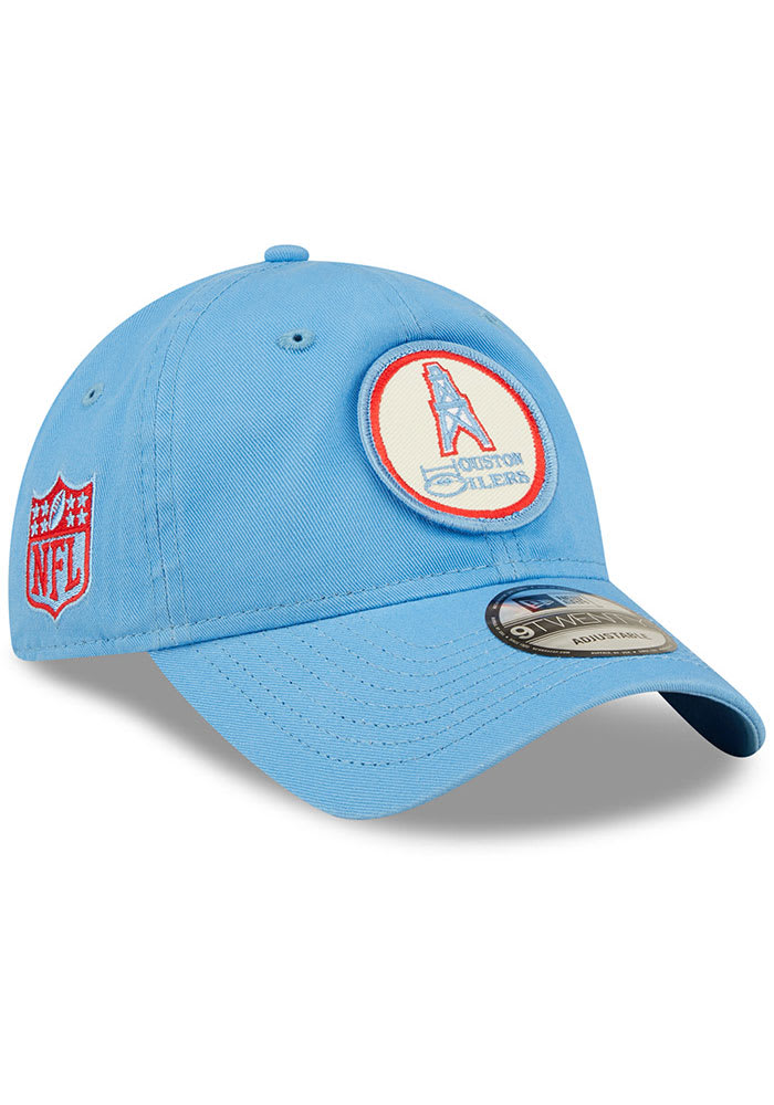 New Era Houston Oilers Retro 2022 Sideline 9TWENTY Adjustable Hat - Light Blue