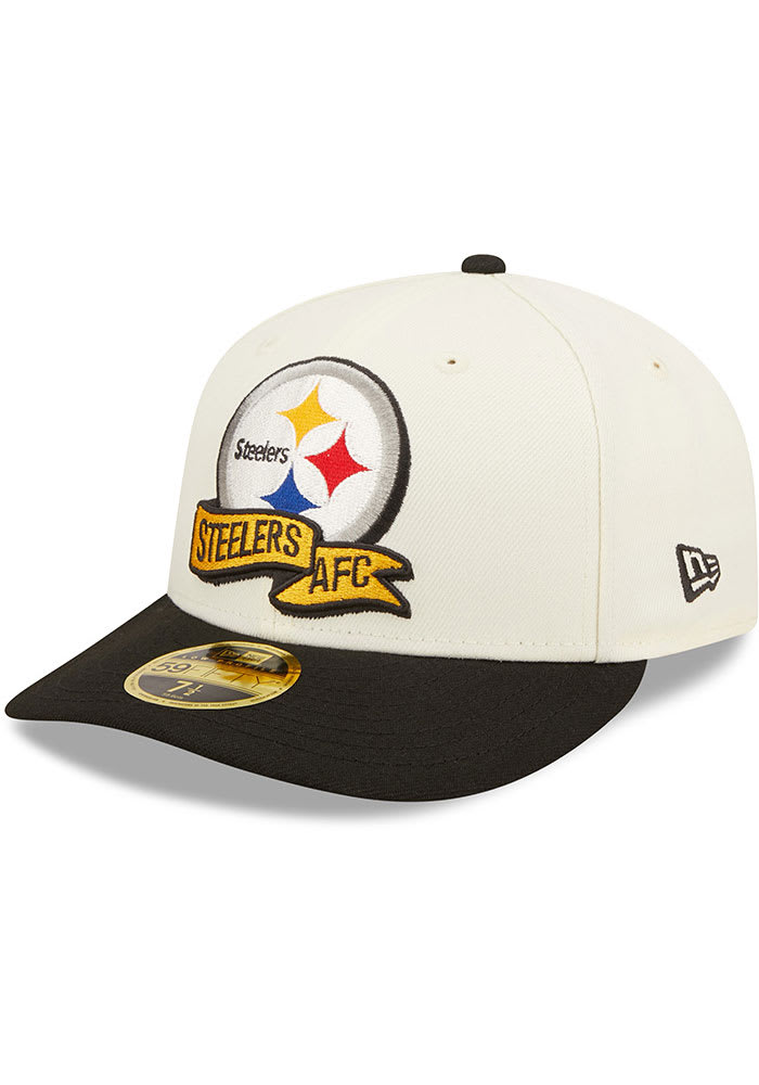 New Era Pittsburgh Steelers Black 2022 Sideline Low Pro 59FIFTY Fitted Hat, Black, POLYESTER, Size 7 5/8, Rally House