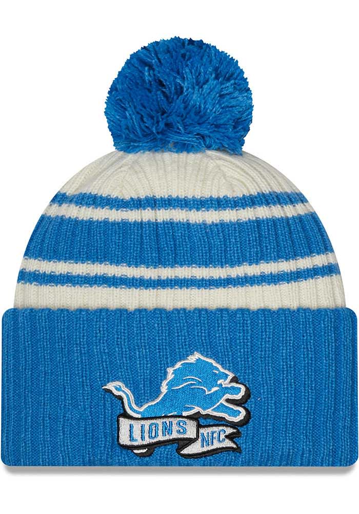 Women's New Era Pink/Black Detroit Lions 2022 NFL Crucial Catch Pom Knit Hat