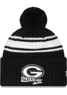 New Era Green Bay Packers Black 2022 BW Sideline Sport Mens Knit Hat