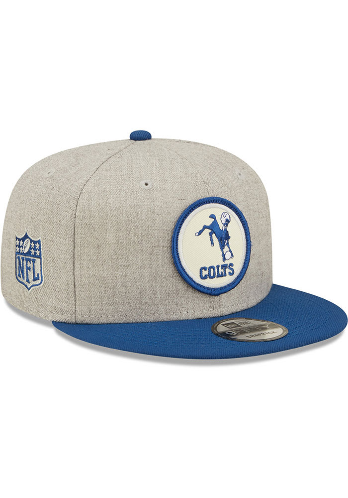 New Era Indianapolis Colts Grey Retro 2022 Sideline 9FIFTY Mens Snapback Hat