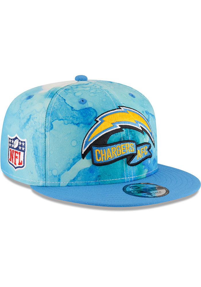 New Era Los Angeles Chargers Blue Ink Dye 2022 Sideline 9FIFTY Mens Snapback Hat