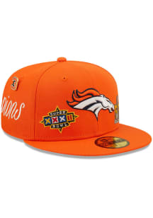 New Era Denver Broncos Mens Orange Historic Champs 59FIFTY Fitted Hat