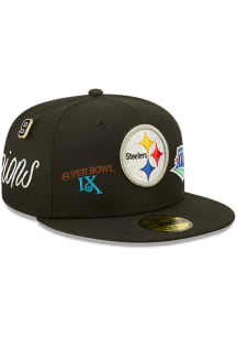New Era Pittsburgh Steelers Mens Black Historic Champs 59FIFTY Fitted Hat