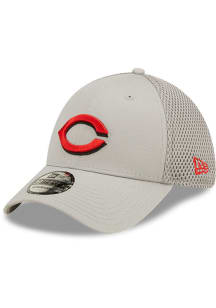 New Era Cincinnati Reds Mens Grey Team Neo 39THIRTY Flex Hat