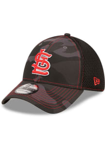 New Era St Louis Cardinals Mens Black Camo 39THIRTY Flex Hat