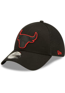 New Era Chicago Bulls Mens Black Team Neo 39THIRTY Flex Hat