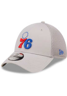 New Era Philadelphia 76ers Mens Grey Team Neo 39THIRTY Flex Hat