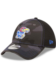 New Era Kansas Jayhawks Mens Black Camo 39THIRTY Flex Hat