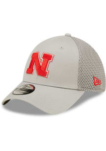 New Era Nebraska Cornhuskers Mens Grey Team Neo 39THIRTY Flex Hat