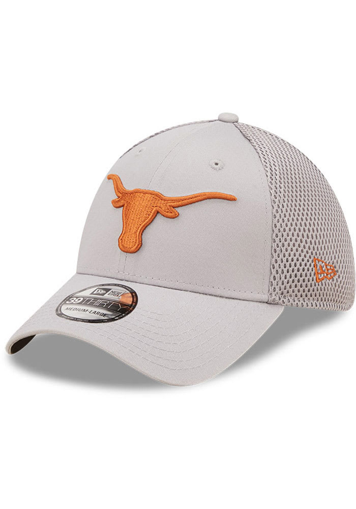 New Era Texas Longhorns Mens Grey Team Neo 39THIRTY Flex Hat