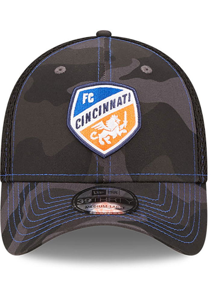 New Era FC Cincinnati Mens Black Camo 39THIRTY Flex Hat