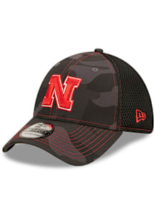 Nebraska Cornhuskers New Era Camo 39THIRTY Flex Hat - Black
