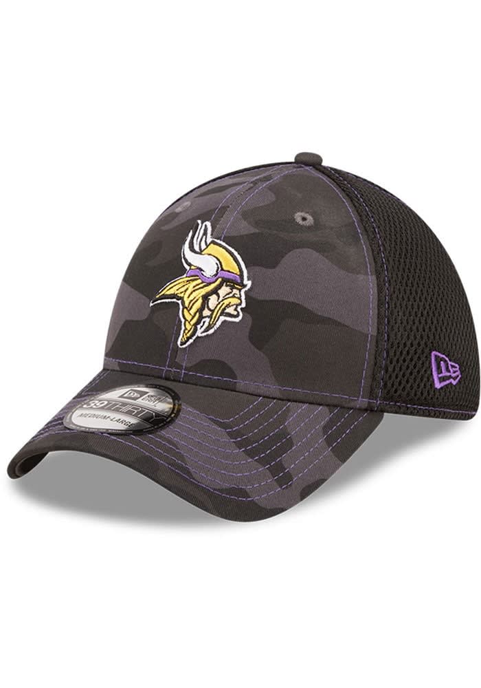 Men's New Era Black Minnesota Vikings Logo 39THIRTY Flex Hat