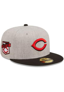 New Era Cincinnati Reds Mens Grey Heather Patch 59FIFTY Fitted Hat