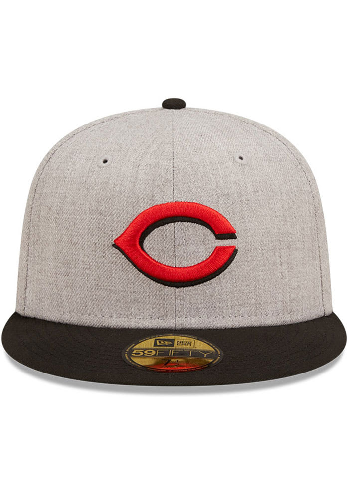 New Era Cincinnati Reds Mens Grey Heather Patch 59FIFTY Fitted Hat