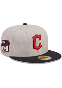 New Era Cleveland Guardians Mens Grey Heather Patch 59FIFTY Fitted Hat