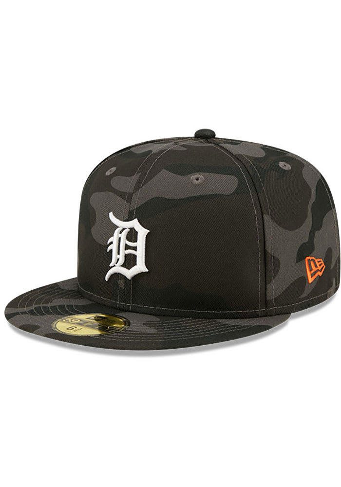 Men's New Era Black Detroit Tigers Tonal Flag 59FIFTY Fitted Hat