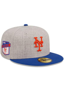 New Era New York Mets Mens Grey Heather Patch 59FIFTY Fitted Hat