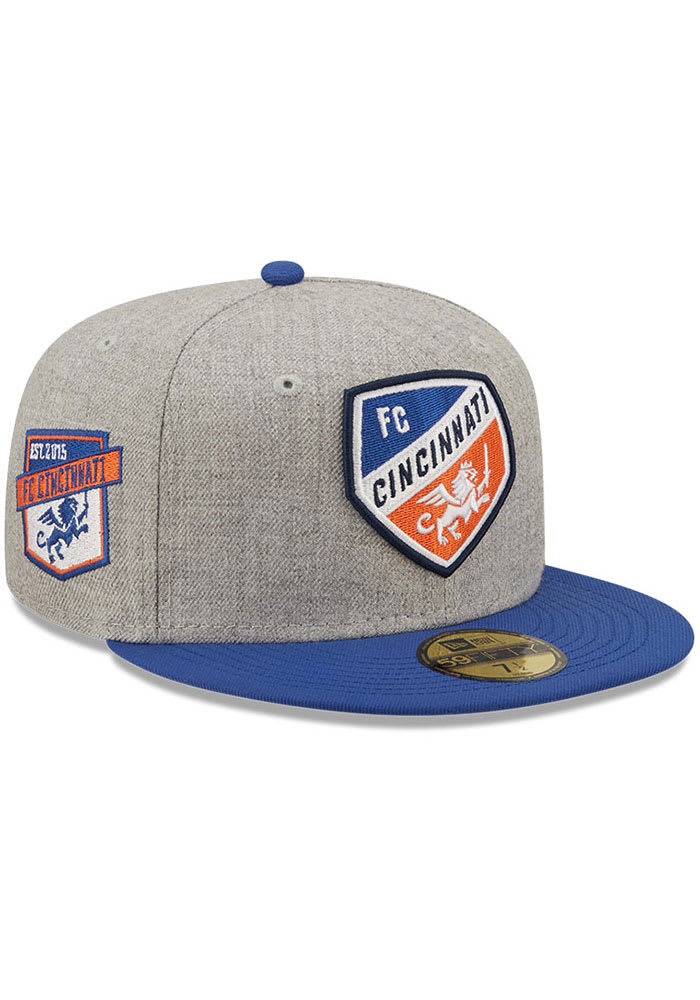 New Era FC Cincinnati Mens Grey Heather Patch 59FIFTY Fitted Hat