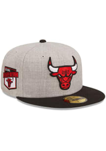 New Era Chicago Bulls Mens Grey Heather Patch 59FIFTY Fitted Hat