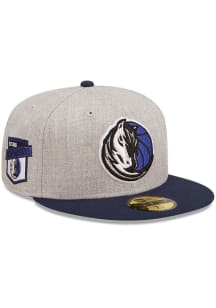 New Era Dallas Mavericks Mens Grey Heather Patch 59FIFTY Fitted Hat