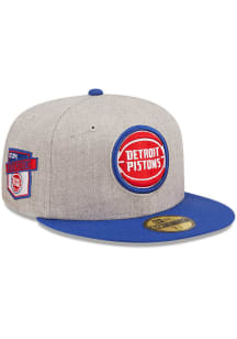 New Era Detroit Pistons Mens Grey Heather Patch 59FIFTY Fitted Hat