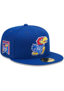 New Era Kansas Jayhawks Mens Blue Bannerside 59FIFTY Fitted Hat
