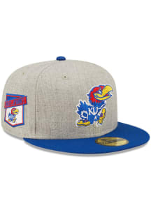 New Era Kansas Jayhawks Mens Grey Heather Patch 59FIFTY Fitted Hat