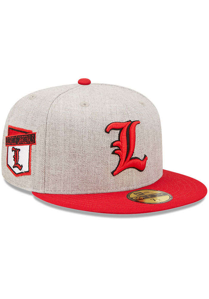 Men's New Era Heather Gray/Red Louisville Cardinals Patch 59FIFTY Fitted Hat