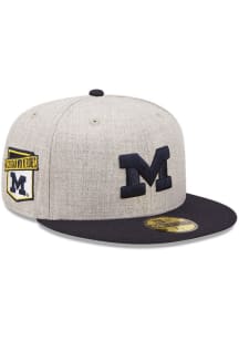 New Era Michigan Wolverines Mens Grey Heather Patch 59FIFTY Fitted Hat