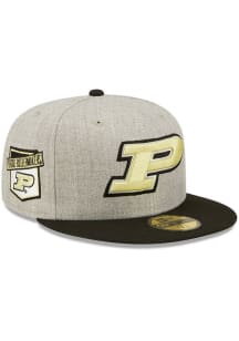 New Era Purdue Boilermakers Mens Grey Heather Patch 59FIFTY Fitted Hat