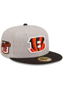 New Era Cincinnati Bengals Mens Grey Heather Patch 59FIFTY Fitted Hat