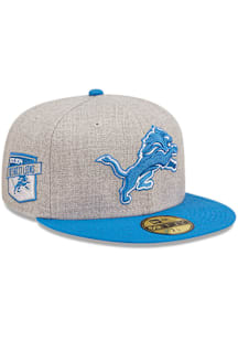 New Era Detroit Lions Mens Grey Heather Patch 59FIFTY Fitted Hat