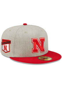 New Era Nebraska Cornhuskers Mens Grey Heather Patch 59FIFTY Fitted Hat
