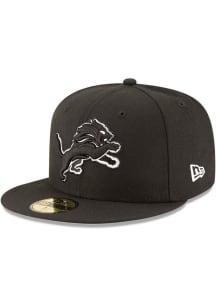 New Era Detroit Lions Mens Black White Outline 59FIFTY Fitted Hat