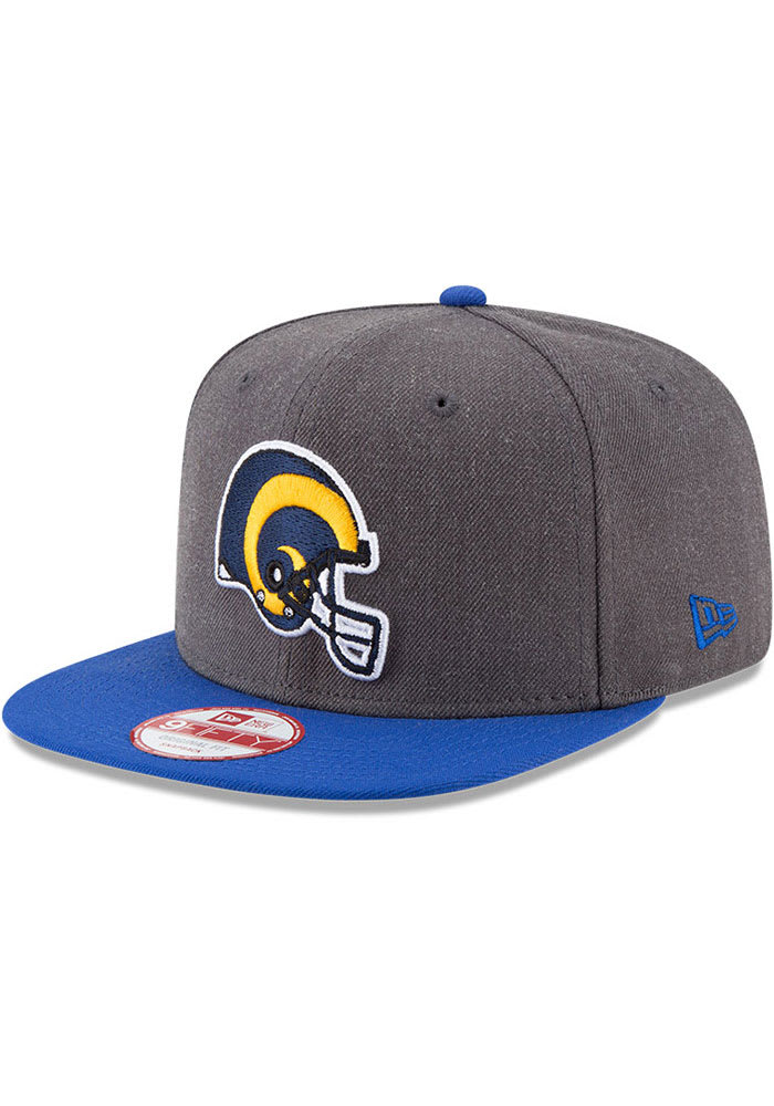 New Era Los Angeles Rams Grey Retro Helmet 2T Heather 9FIFTY Mens Snapback Hat